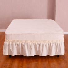 Load image into Gallery viewer, Twin / Full Size Around Bed 14&quot; Elastic Wrap Ruffle Bed Skirt-Beige
