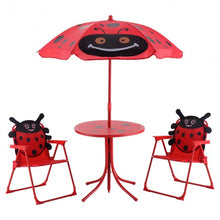 Load image into Gallery viewer, Kids Patio Folding Table and Chairs Set Beetle with Umbrella
