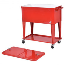 Load image into Gallery viewer, 80 Quart Outdoor Patio Rolling Steel Construction Cooler
