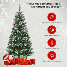Load image into Gallery viewer, 5 ft Snow Flocked Artificial Christmas Hinged Tree
