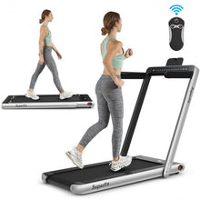 Load image into Gallery viewer, 2-in-1 Electric Motorized Health and Fitness Folding Treadmill with Dual Display-Silver

