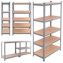 Load image into Gallery viewer, 71&quot; Heavy Duty Steel Adjustable 5 Level Storage Shelves-Gray
