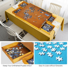 Load image into Gallery viewer, 1500 Pcs Wooden Jigsaw Puzzle Table with 4 Drawers-Wood

