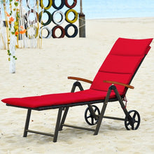Load image into Gallery viewer, Outdoor Chaise Lounge Chair Rattan Lounger Recliner Chair-Red
