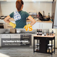 Load image into Gallery viewer, Rolling Kitchen Trolley Island Utility Cart Storage Shelf-Deep Brown

