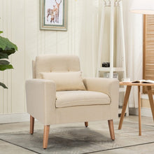 Load image into Gallery viewer, Accent Chair Cushioned Linen Armchair with Waist Pillow Sofa Chair-Beige
