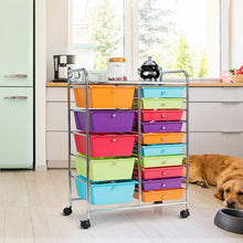 Load image into Gallery viewer, 15-Drawer Utility Rolling Organizer Cart Multi-Use Storage-Deep Multicolor
