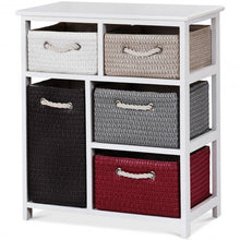 Load image into Gallery viewer, Nightstands Storage Drawer Cabinet Chest with 5 Woven Baskets
