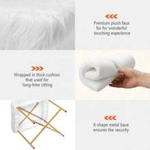 Load image into Gallery viewer, Faux Fur Ottoman Decorative Stool with Metal Legs
