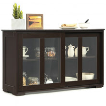 Load image into Gallery viewer, Sideboard Buffet Cupboard Storage Cabinet with Sliding Door-Brown
