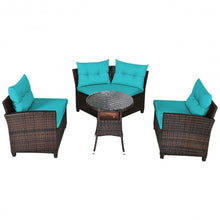Load image into Gallery viewer, 4Pcs Outdoor Cushioned Rattan Furniture Set-Turquoise
