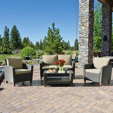 Load image into Gallery viewer, Outdoor 4 Pcs Patio Rattan Furniture Set with cushions
