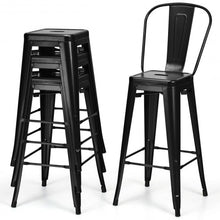 Load image into Gallery viewer, 30" Height Set of 4 High Back Metal Industrial Bar Stools-Black
