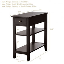 Load image into Gallery viewer, 3-Tier Nightstand Bedside Table Sofa Side with Double Shelves Drawer-Coffee
