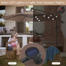 Load image into Gallery viewer, 10 Inch Patio Hanging Solar LED Umbrella Sun Shade with Cross Base-Tan
