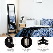 Load image into Gallery viewer, Jewelry Cabinet Stand Mirror Armoire with Large Storage Box-Black

