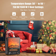 Load image into Gallery viewer, 1500W Electric Fireplace Tabletop Portable Space Heater w/3D Flame Effect-Walnut
