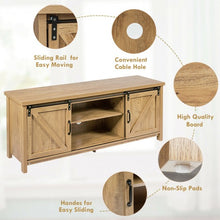 Load image into Gallery viewer, TV Stand with Cabinet Sliding Barn Door -Oak
