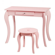 Load image into Gallery viewer, Kids Princess Makeup Dressing Play Table Set with Mirror -Pink
