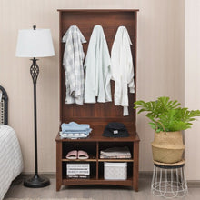 Load image into Gallery viewer, Coat Hat Rack with Shelf and 3 Hooks Organizer-Brown
