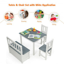 Load image into Gallery viewer, 4 PCS Kids Wood Table Chairs Set -Gray
