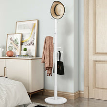 Load image into Gallery viewer, Wooden Coat Rack Stand Entryway Hall Tree 2 Adjustable Height w/ 10 Hooks-White
