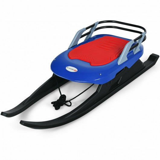 Folding Kids Metal Snow Sled Frost-Resistant w/Pull Rope Snow Slider  Seat