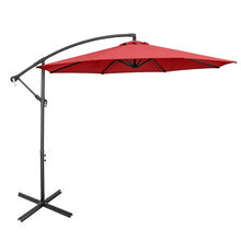 Load image into Gallery viewer, 10FT Offset Umbrella with 8 Ribs Cantilever and Cross Base Tilt Adjustment-Red
