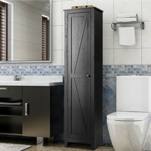 Load image into Gallery viewer, Linen Tower Bathroom Storage Cabinet Tall Slim Side Organizer with Shelf-Black
