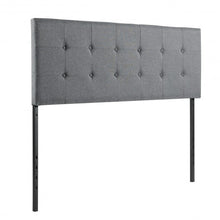 Load image into Gallery viewer, Height Adjustable Tufted Linen Fabric Upholstered Queen/Full Size Headboard-Gray
