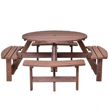 Load image into Gallery viewer, Patio 8 Seat Wood Picnic Dining Seat Bench Set
