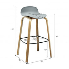 Load image into Gallery viewer, Set of 2 Modern Barstools Pub Chairs with Low Back and Metal Legs-Gray
