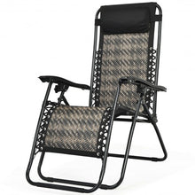 Load image into Gallery viewer, 2Pcs Folding Patio Rattan Zero Gravity Lounge Chair-Gray
