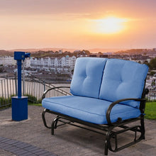 Load image into Gallery viewer, Outdoor Patio Cushioned Rocking Bench Loveseat-Blue
