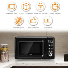 Load image into Gallery viewer, 700W Glass Turntable Retro Countertop Microwave Oven-Black
