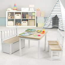 Load image into Gallery viewer, 4 PCS Kids Wood Table Chairs Set -Natural

