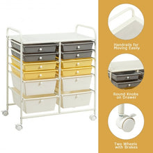 Load image into Gallery viewer, 12 Drawers Rolling Cart Storage Scrapbook Paper Organizer Bins-Yellow
