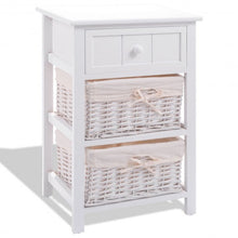Load image into Gallery viewer, White Nightstand End Table with 2 Baskets
