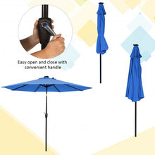 Load image into Gallery viewer, 9 Ft and 32 LED Lighted Solar Patio Market Umbrella Shelter with Tilt and Crank-Blue
