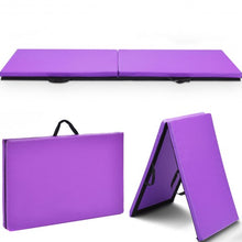 Load image into Gallery viewer, 6� x 24&quot; x 1.5&#39;&#39; Thick Two Folding Panel Gymnastics Mat-Purple
