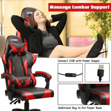 Load image into Gallery viewer, Gaming Chair Reclining Swivel with Massage Lumbar Support -Red
