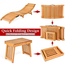 Load image into Gallery viewer, 3PCS Wooden Folding Patio Lounge Chair Table Set
