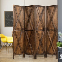 Load image into Gallery viewer, 5.6 Ft 4 Panels Folding Wooden Room Divider-Brown
