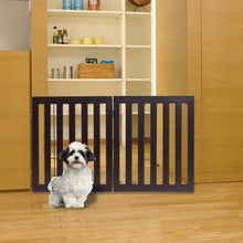 Load image into Gallery viewer, 24&#39;&#39; Folding Standing 3 Panels Wood Pet Fence-Brown
