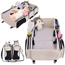 Load image into Gallery viewer, 3 in 1 Portable Infant Bassinet Diaper Bag Beige
