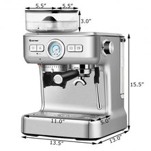Load image into Gallery viewer, 15 Bar Espresso Coffee Maker 2 Cup /w Built-in Steamer Frother and Bean Grinder
