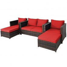 Load image into Gallery viewer, 5 Pcs Patio Cushioned Rattan Furniture Set-Red
