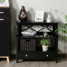 Load image into Gallery viewer, 3-Tier Storage Rack End table Side Table with Slide Drawer -Black
