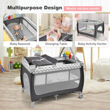 Load image into Gallery viewer, 3 in 1 Portable Baby Playard with Zippered Door and Toy Bar-Gray
