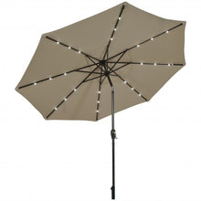 Load image into Gallery viewer, 10&#39; Solar LED Lighted Patio Market Umbrella Shade Tilt Adjustment Crank-Tan
